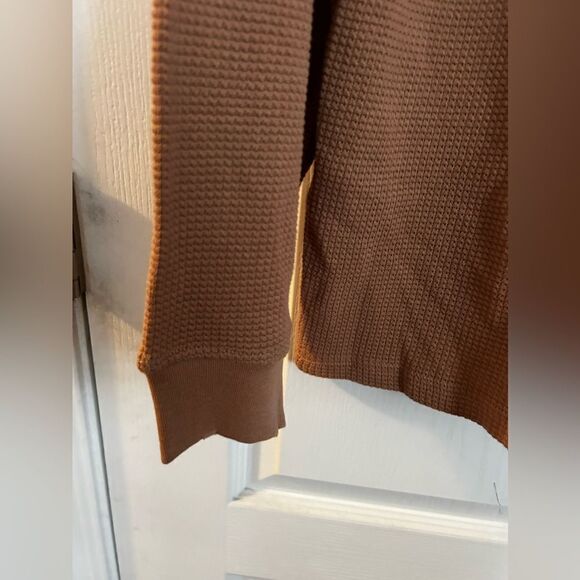 PACSUN Men’s Waffle Knit Shirt long sleeve‎ distressed NWT brown - Picture 9 of 13